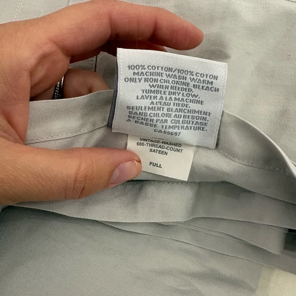 RH Light Gray Full 600 Thread Count Sateen Full Flat Sheet